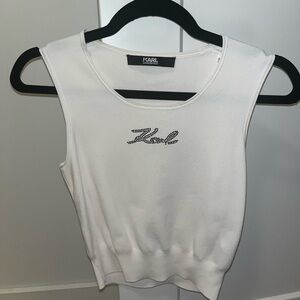 Karl Lagerfeld logo-embroidered tank top, size small